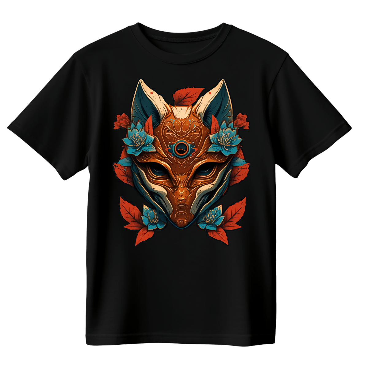 Koszulka Męska Lisia Maska - Czarna