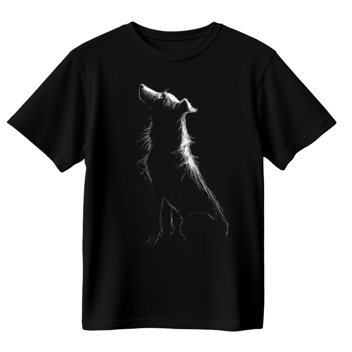 Koszulka Męska Pies Szkic - Czarna