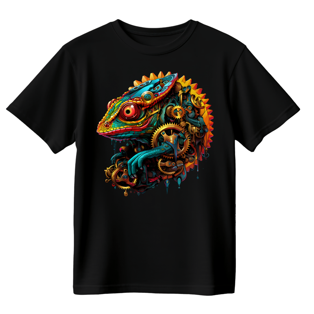 Koszulka Męska Kameleon Mechaniczny - Czarna