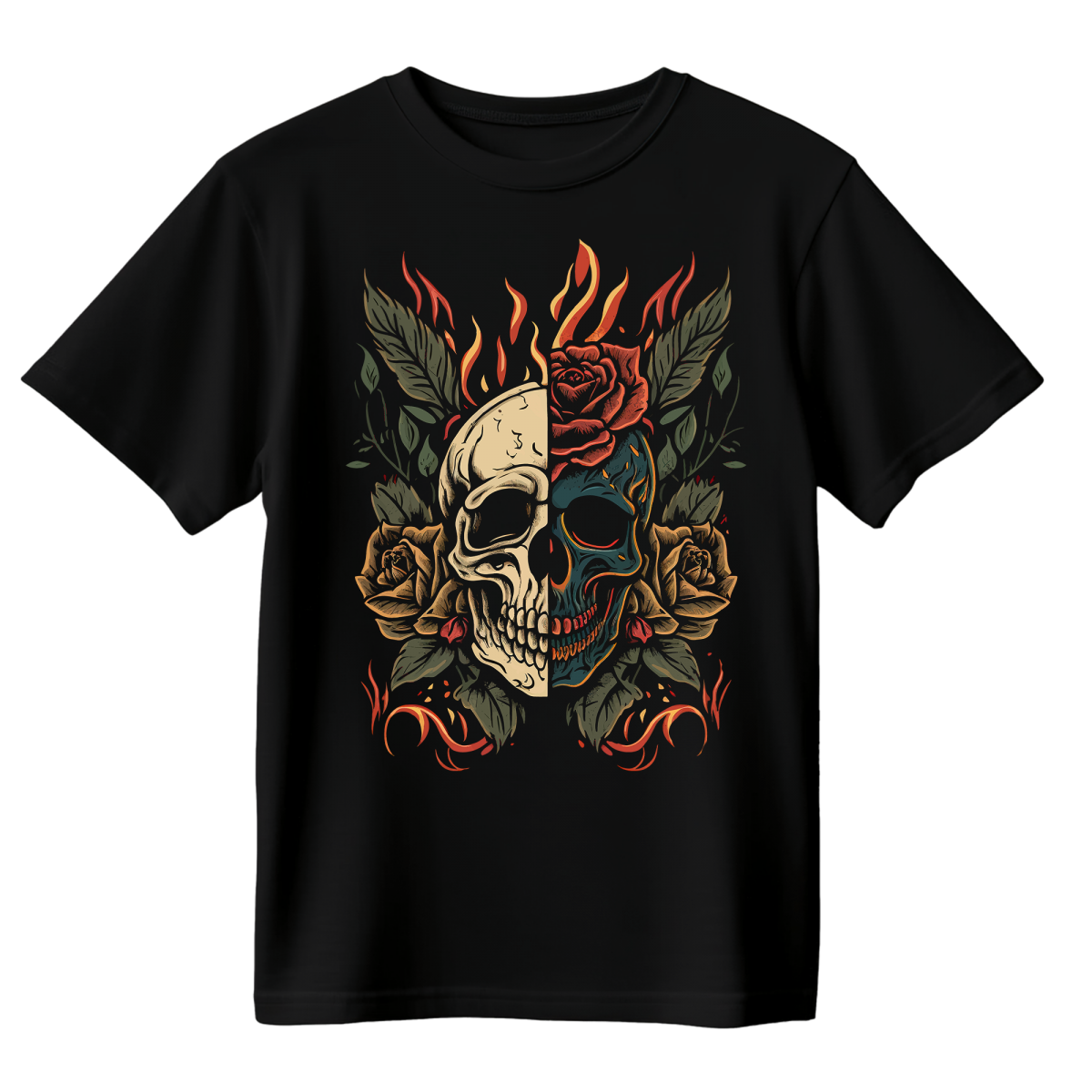 Koszulka Męska Mroczna Róża - Czarna