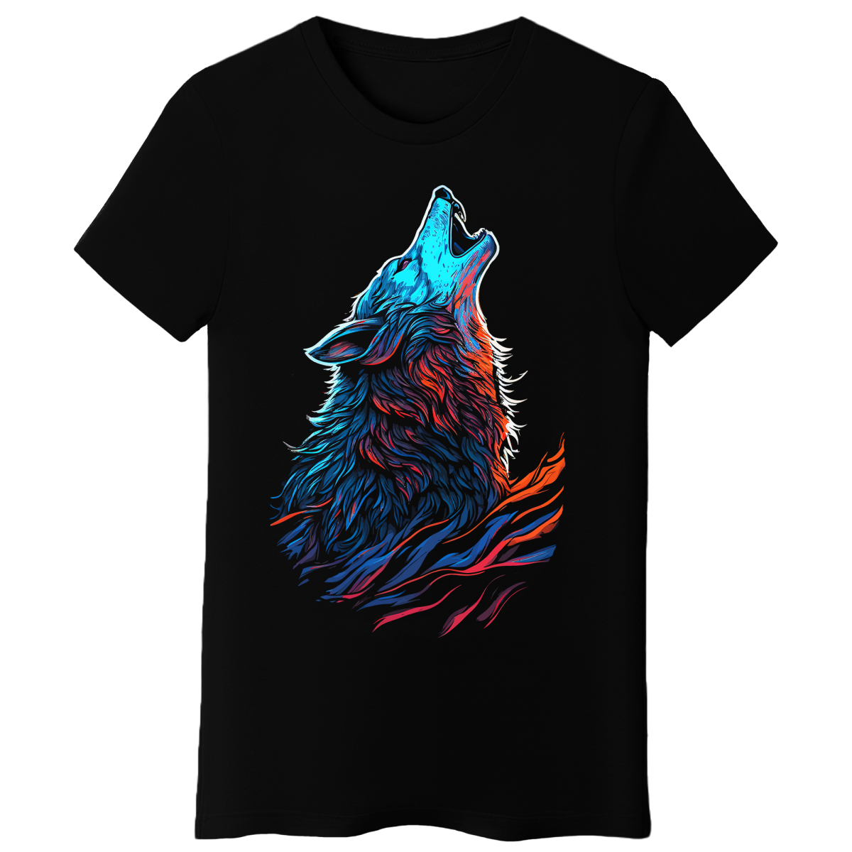 Koszulka Damska Wilk Nocy - Czarna