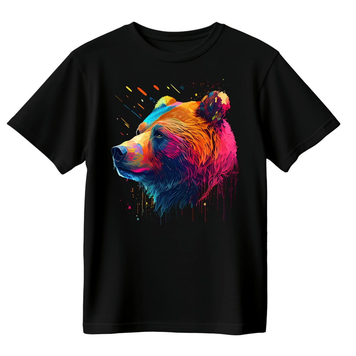 Koszulka Męska Kolorowy Niedźwiedź - Czarna