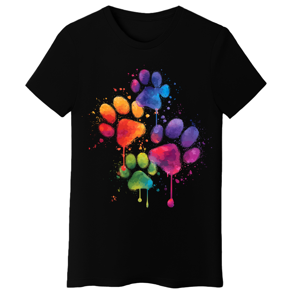 Koszulka Damska Kolorowe Ślady - Czarna