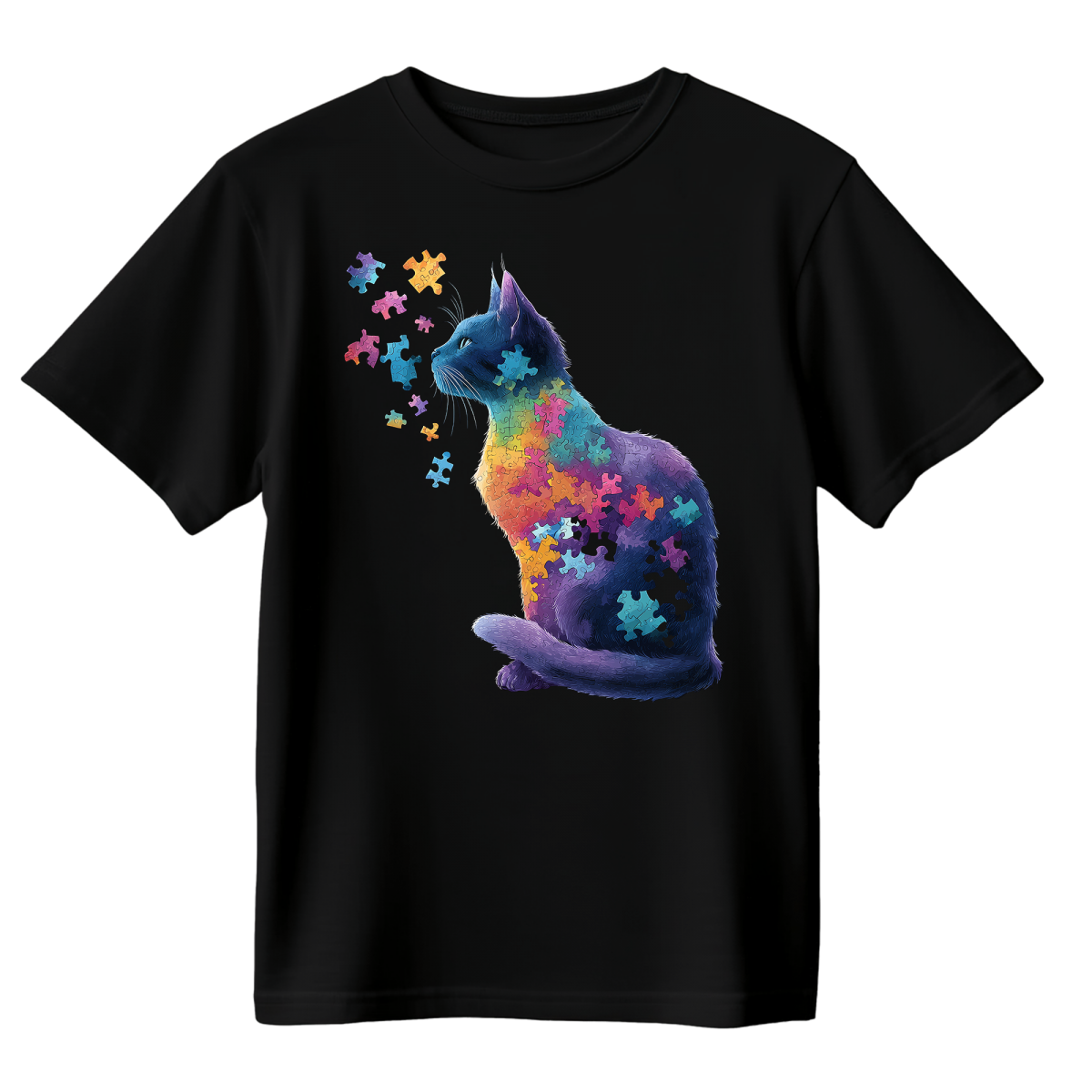 Koszulka Męska Kocia Układanka - Czarna