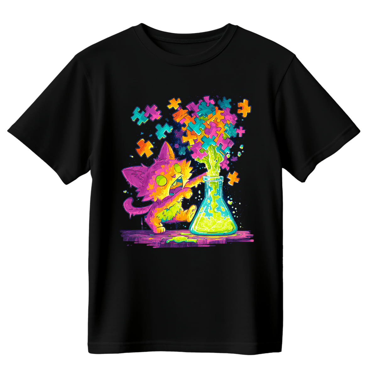 Koszulka Męska Koci Eksperyment - Czarna