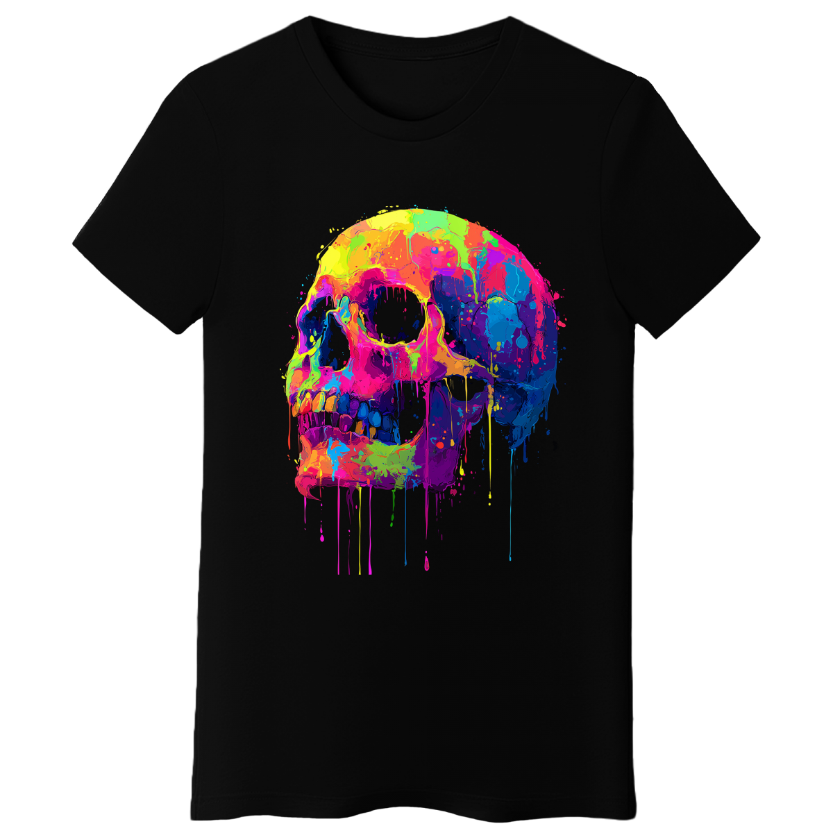 Koszulka Damska Kolorowa Czaszka - Czarna