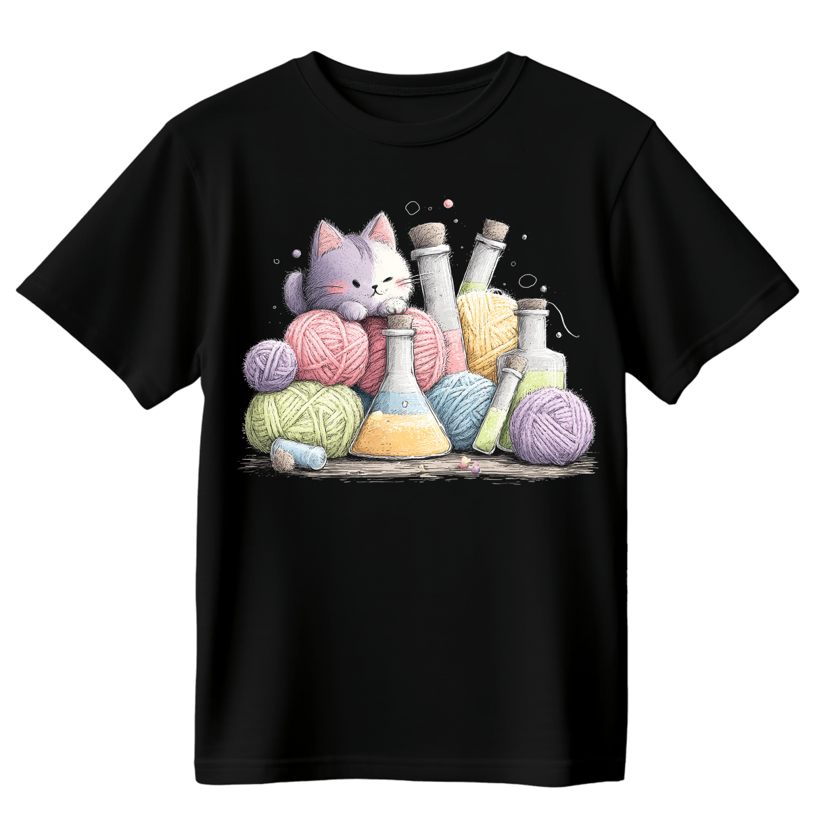 Koszulka Męska Koci Alchemik - Czarna