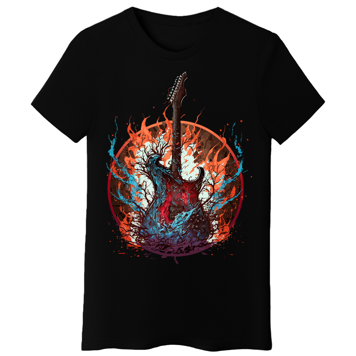 Koszulka Damska Elektryczna Gitara - Czarna