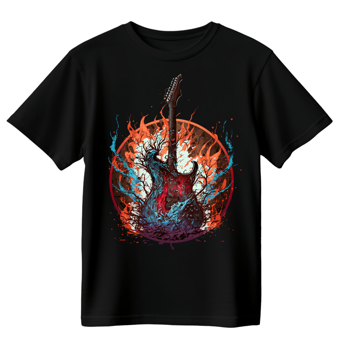 Koszulka Męska Elektryczna Gitara - Czarna