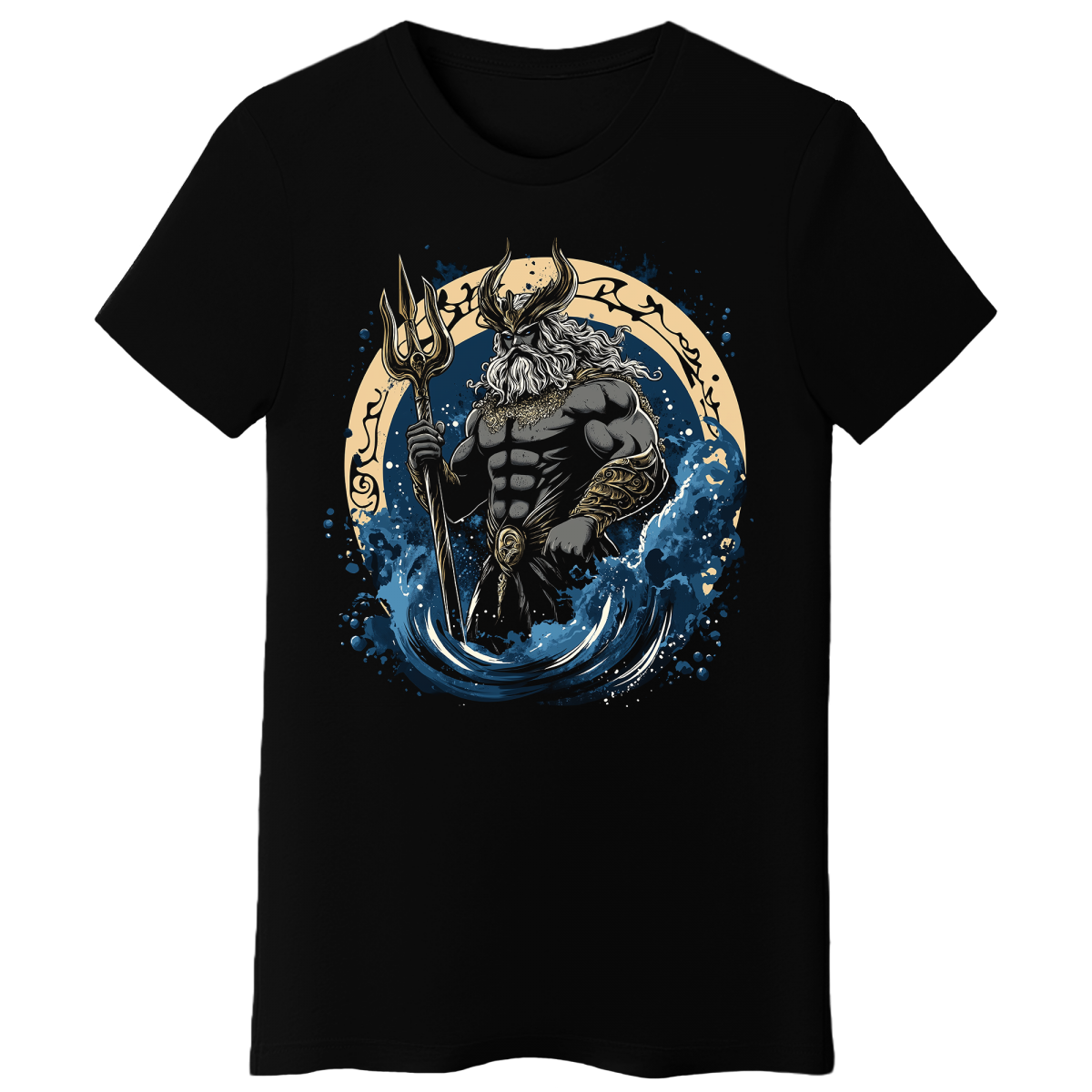 Koszulka Damska Posejdon Bóg Mórz - Czarna