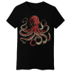 Koszulka Damska Czerwona Ośmiornica - Czarna