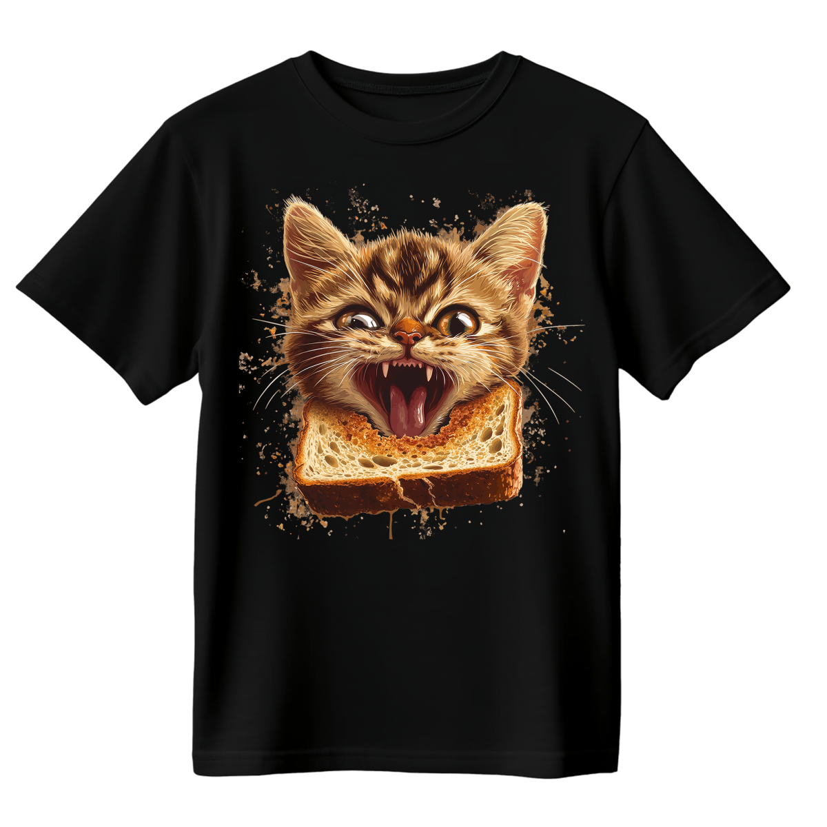 Koszulka Męska Koci Tost - Czarna