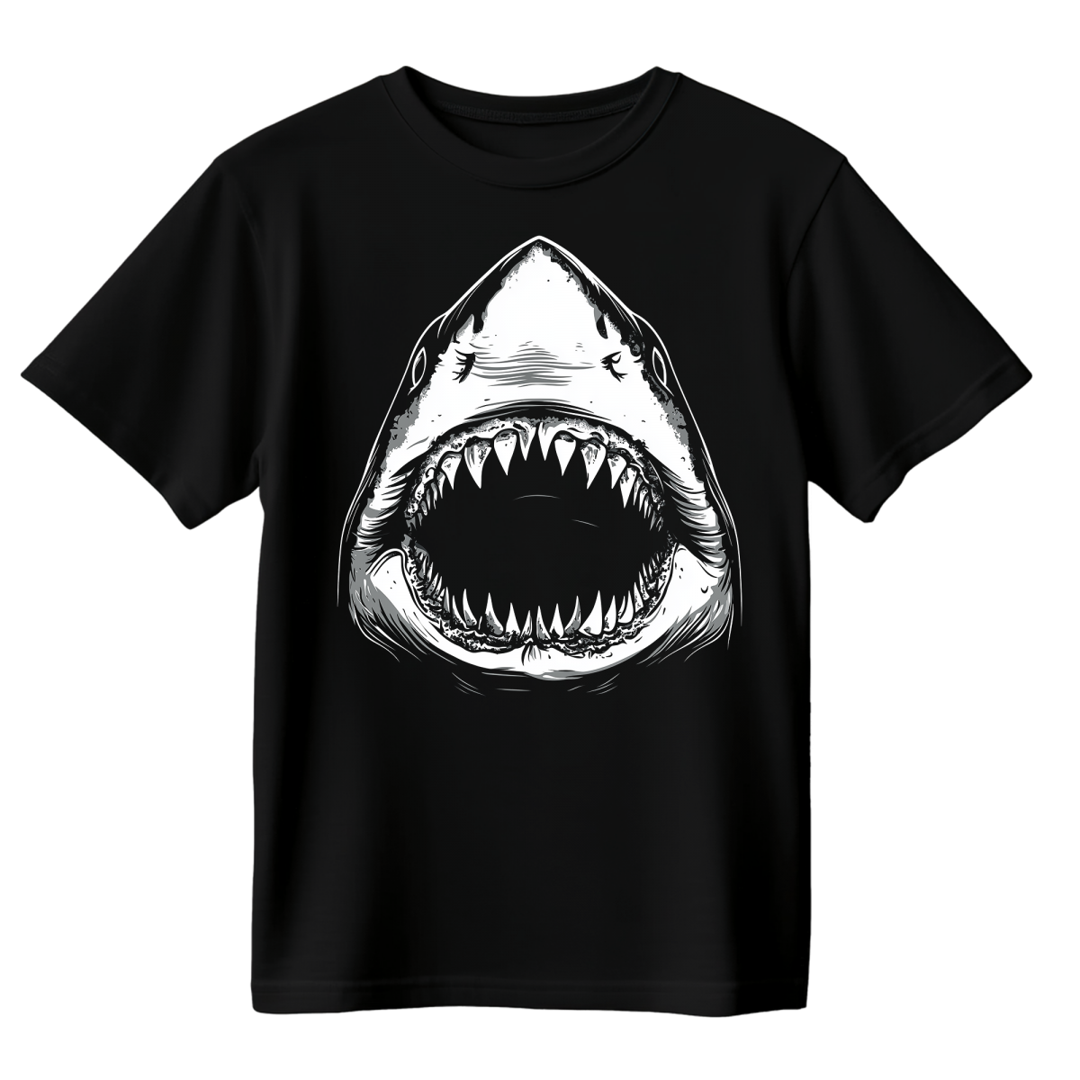 Koszulka Męska Szczęki Rekina - Czarna