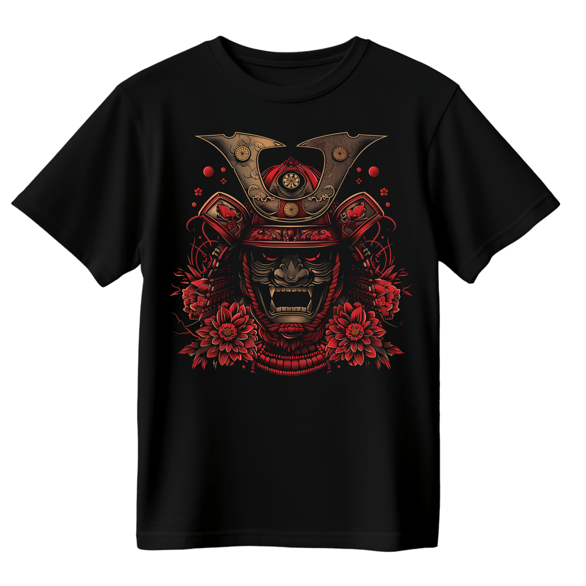 Koszulka Męska Samuraj Czerwieni - Czarna