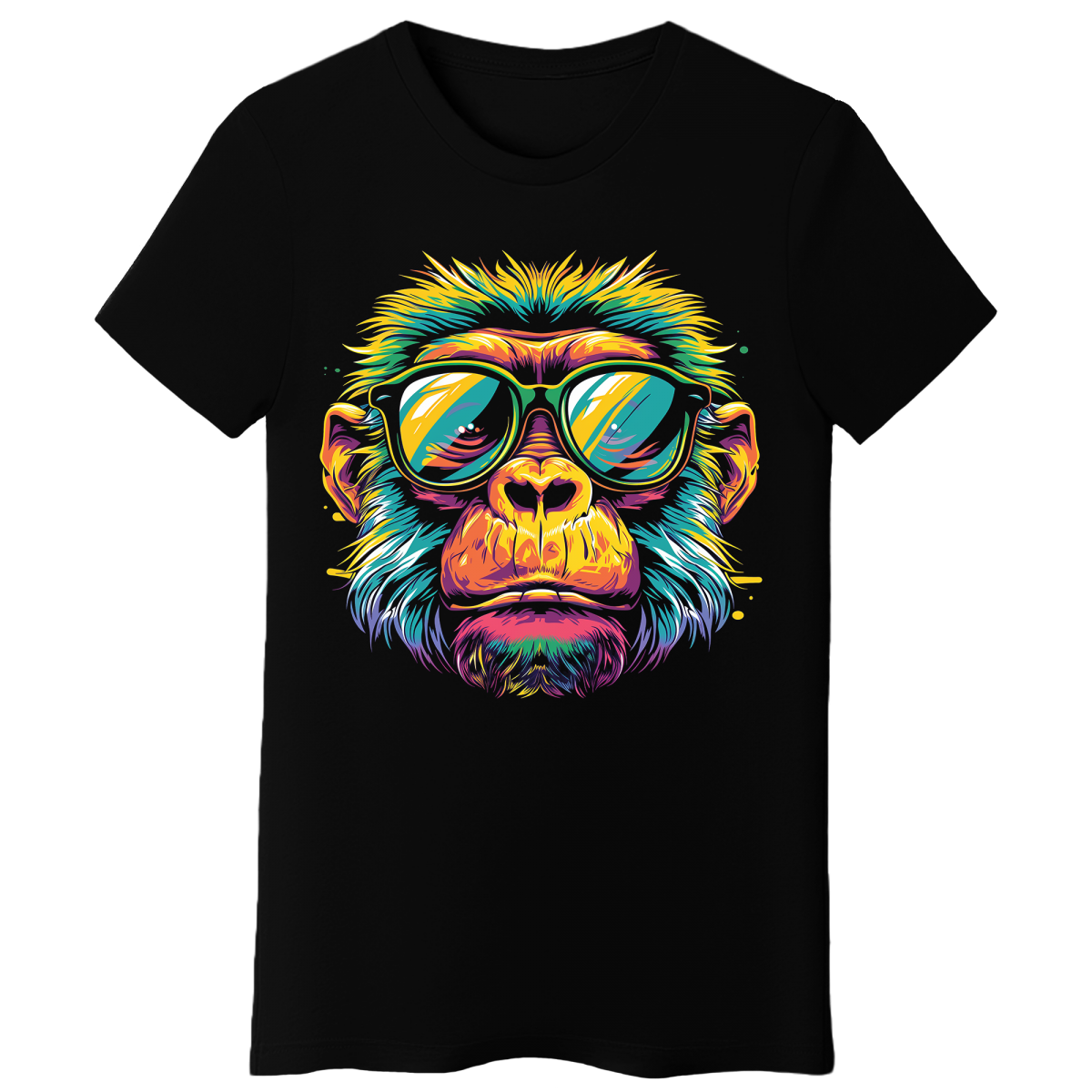 Koszulka Damska Małpa W Okularach - Czarna