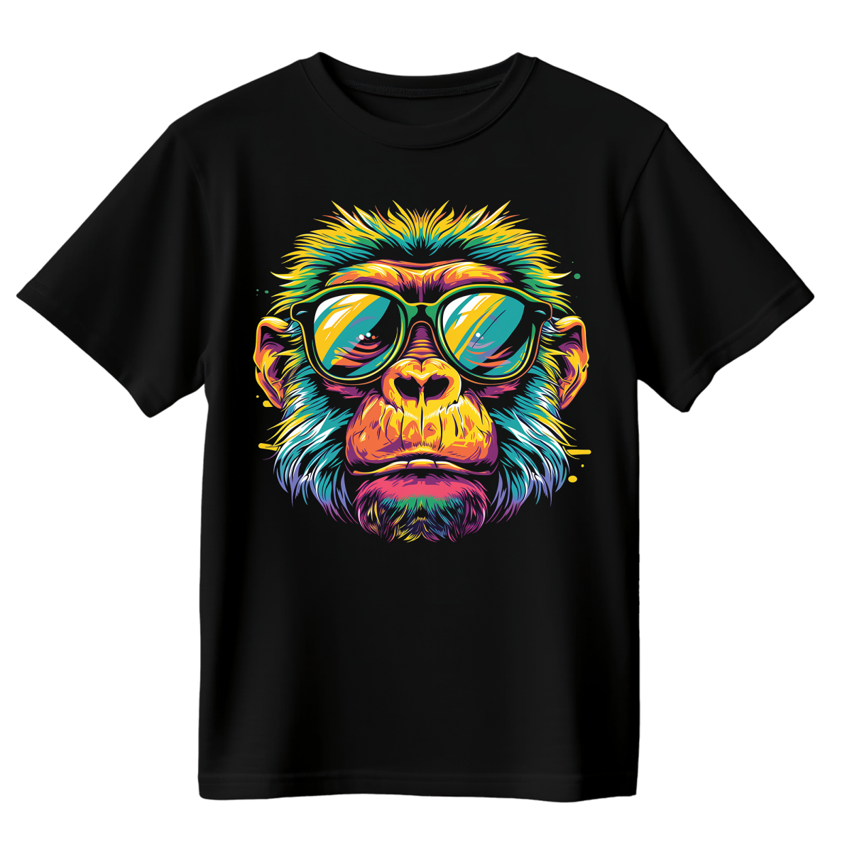 Koszulka Męska Małpa W Okularach - Czarna