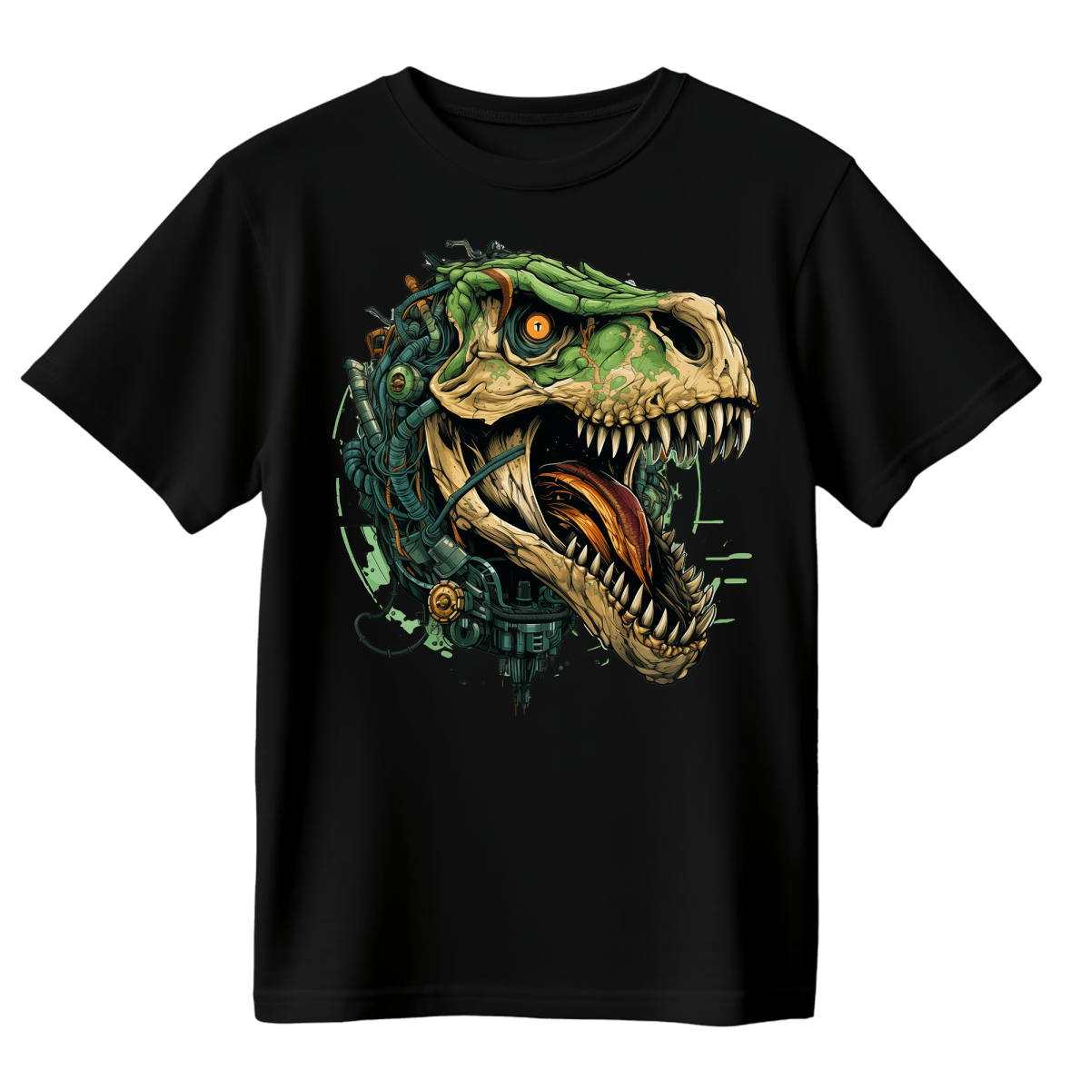 Koszulka Męska Mechaniczny Tyranozaur - Czarna