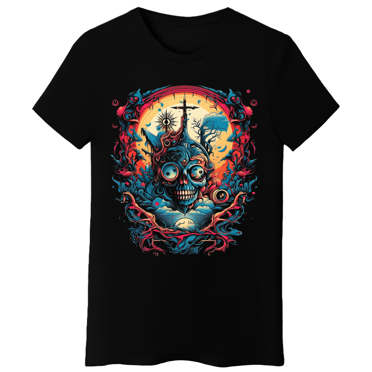 Koszulka Damska Czaszka Zmierzchu - Czarna