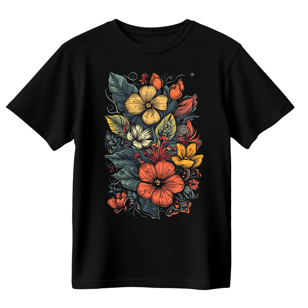 Koszulka Męska Kwiatowa Kompozycja - Czarna