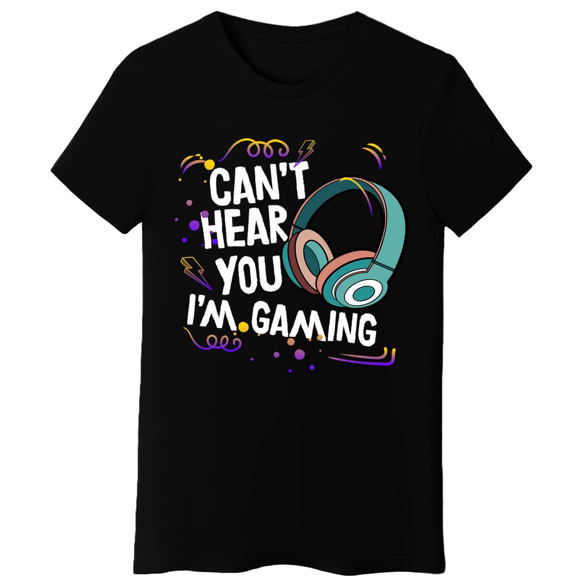 Koszulka Damska Can't Hear You I'm Gaming - Czarna