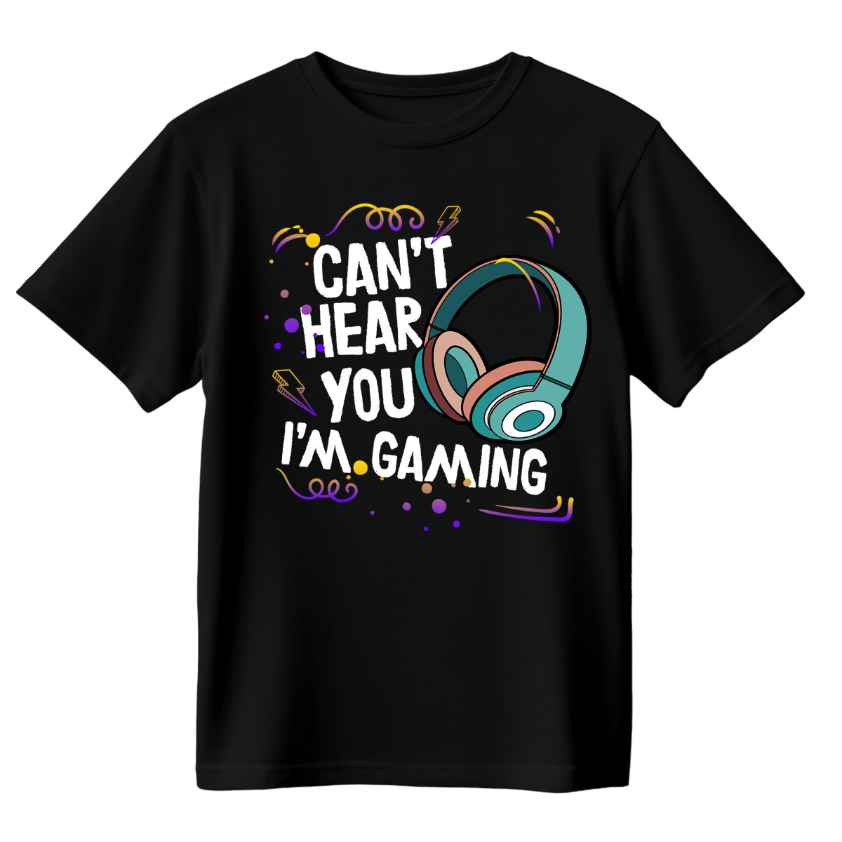 Koszulka Męska Can't Hear You I'm Gaming - Czarna