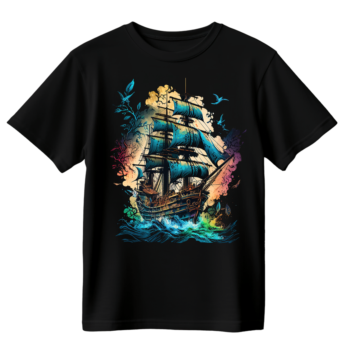 Koszulka Męska Wiatr W Żaglach - Czarna