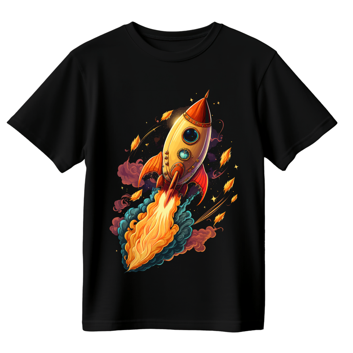 Koszulka Męska Kosmiczna Rakieta - Czarna