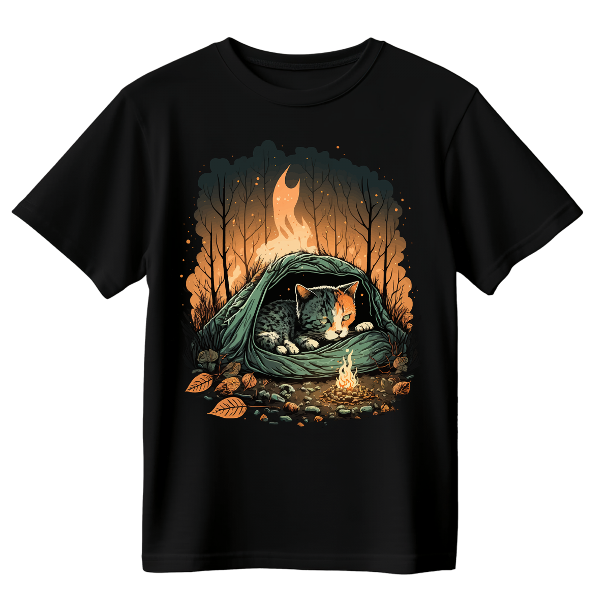 Koszulka Męska Koci Biwak - Czarna