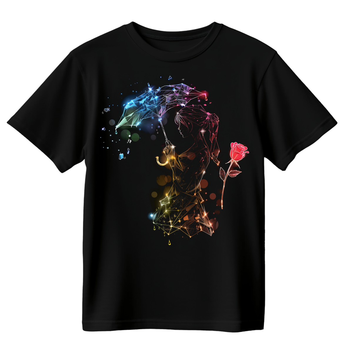 Koszulka Męska Róża W Deszczu - Czarna