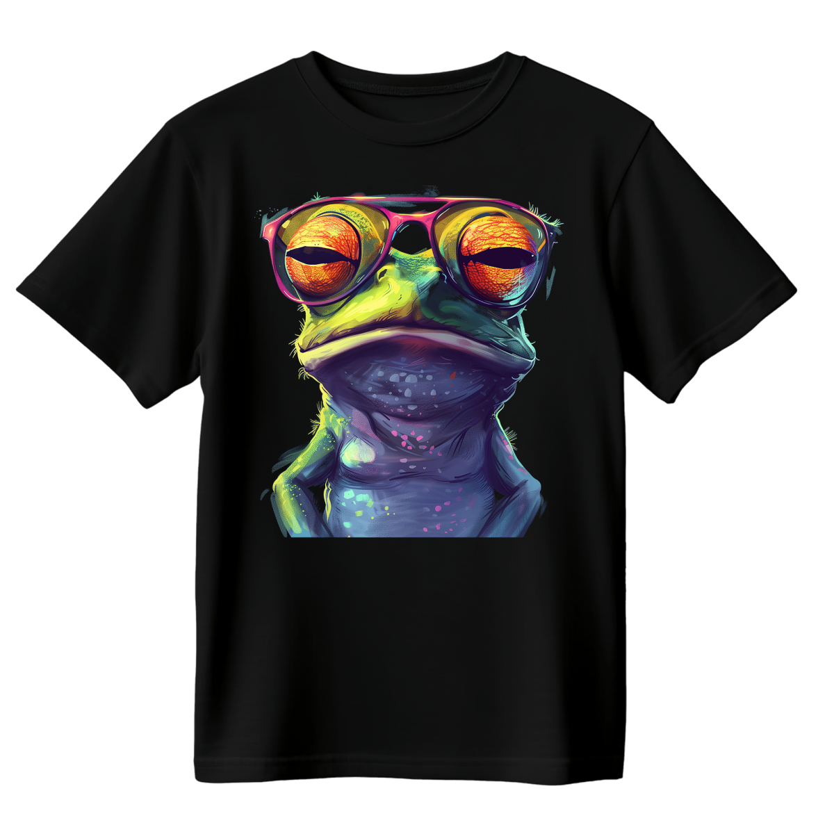 Koszulka Męska Żaba W Okularach - Czarna