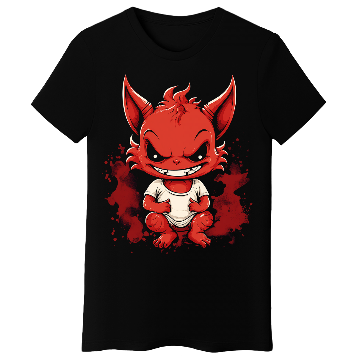Koszulka Damska Czerwony Diabełek - Czarna