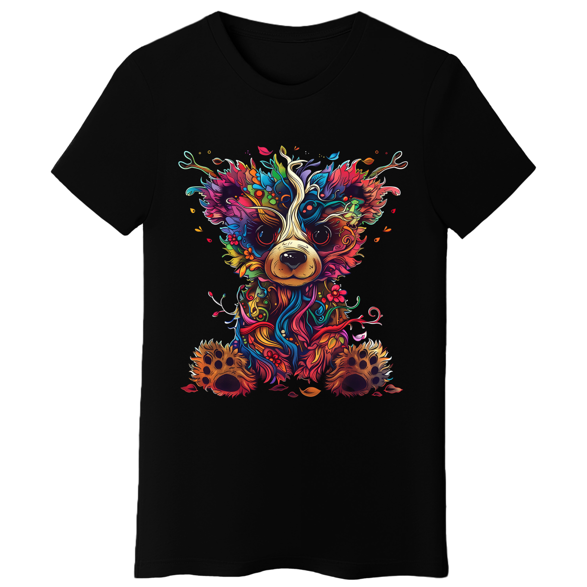 Koszulka Damska Kolorowy Miś - Czarna