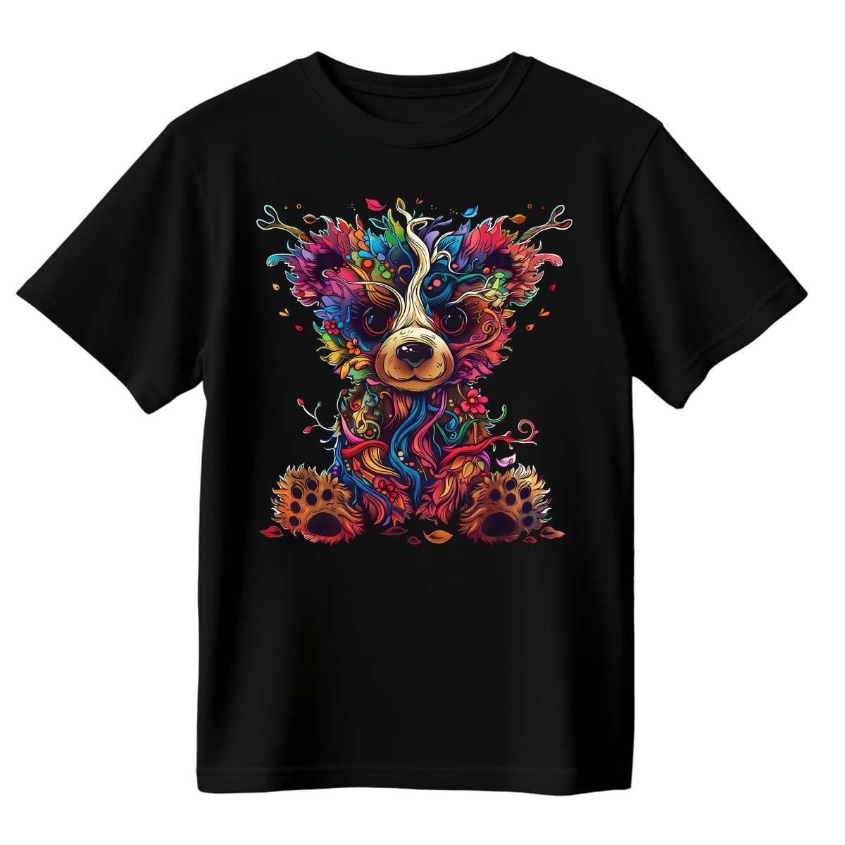 Koszulka Męska Kolorowy Miś - Czarna