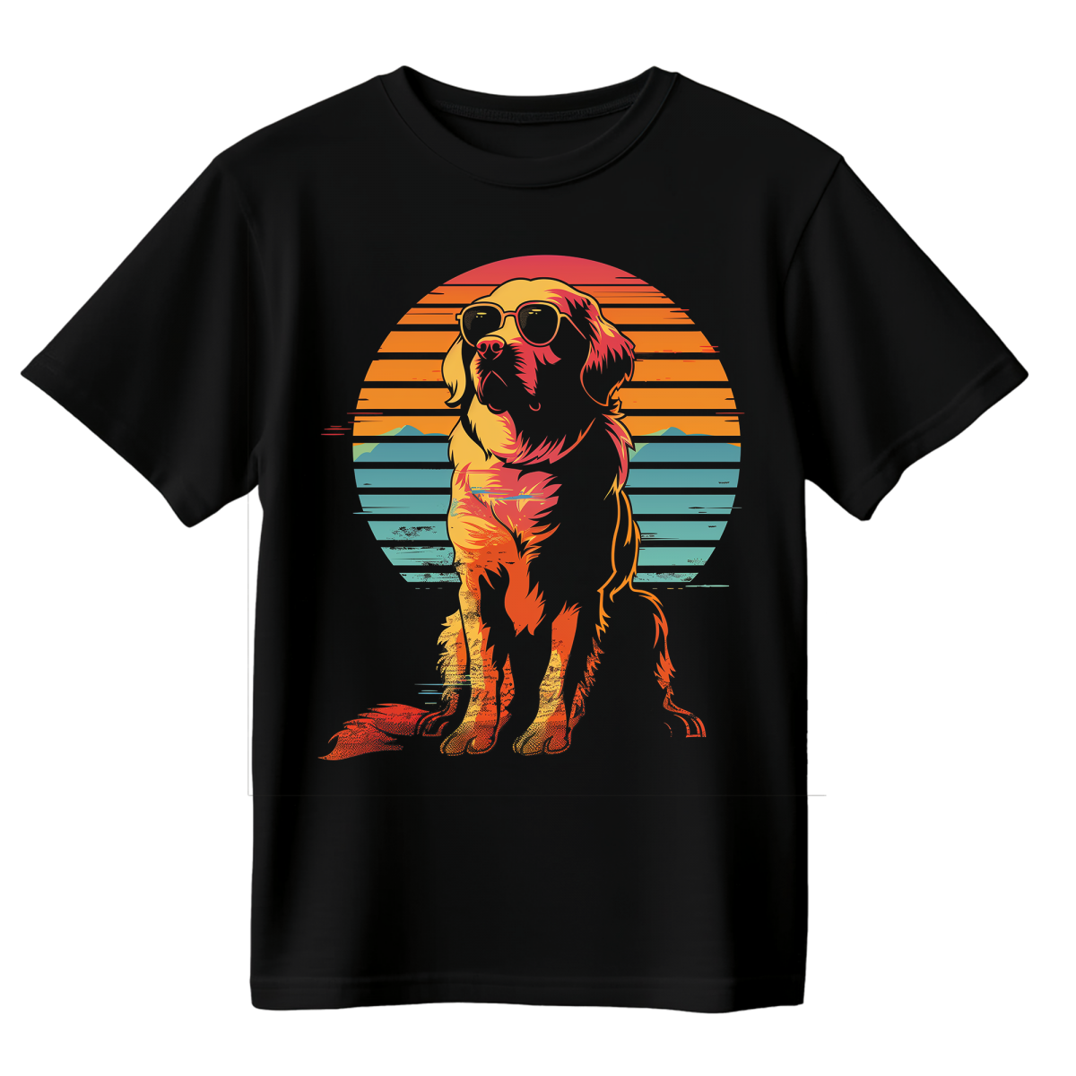 Koszulka Męska Retro Pies - Czarna