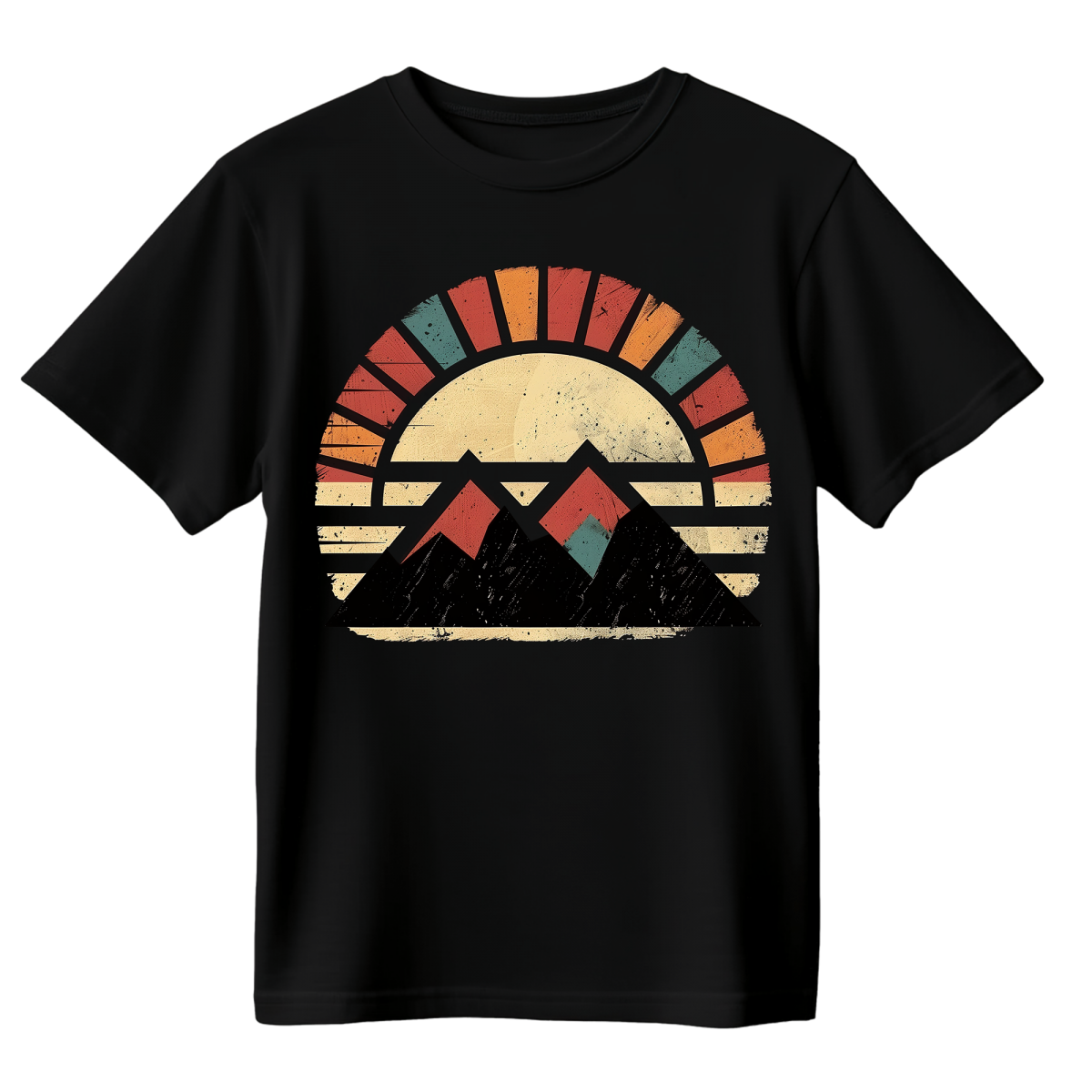 Koszulka Męska Retro Góry - Czarna