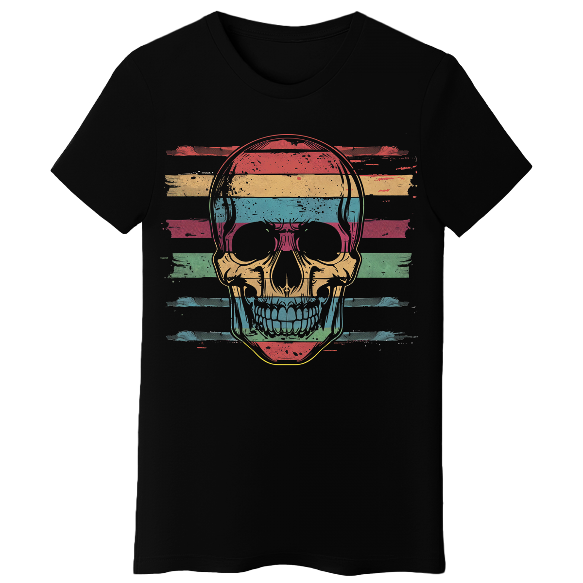 Koszulka Damska Retro Czaszka - Czarna