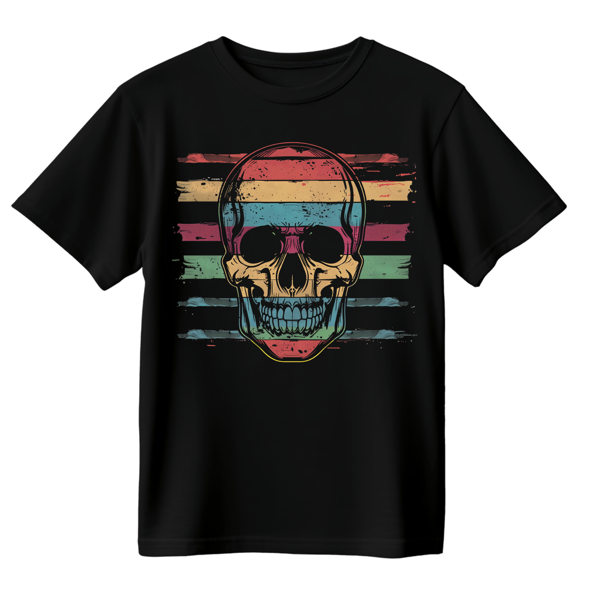 Koszulka Męska Retro Czaszka - Czarna