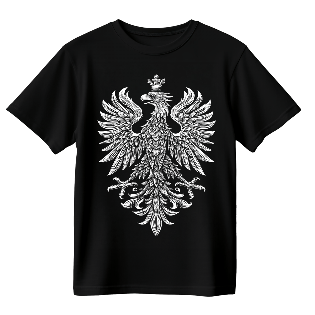 Koszulka Męska Orzeł Biały - Czarna